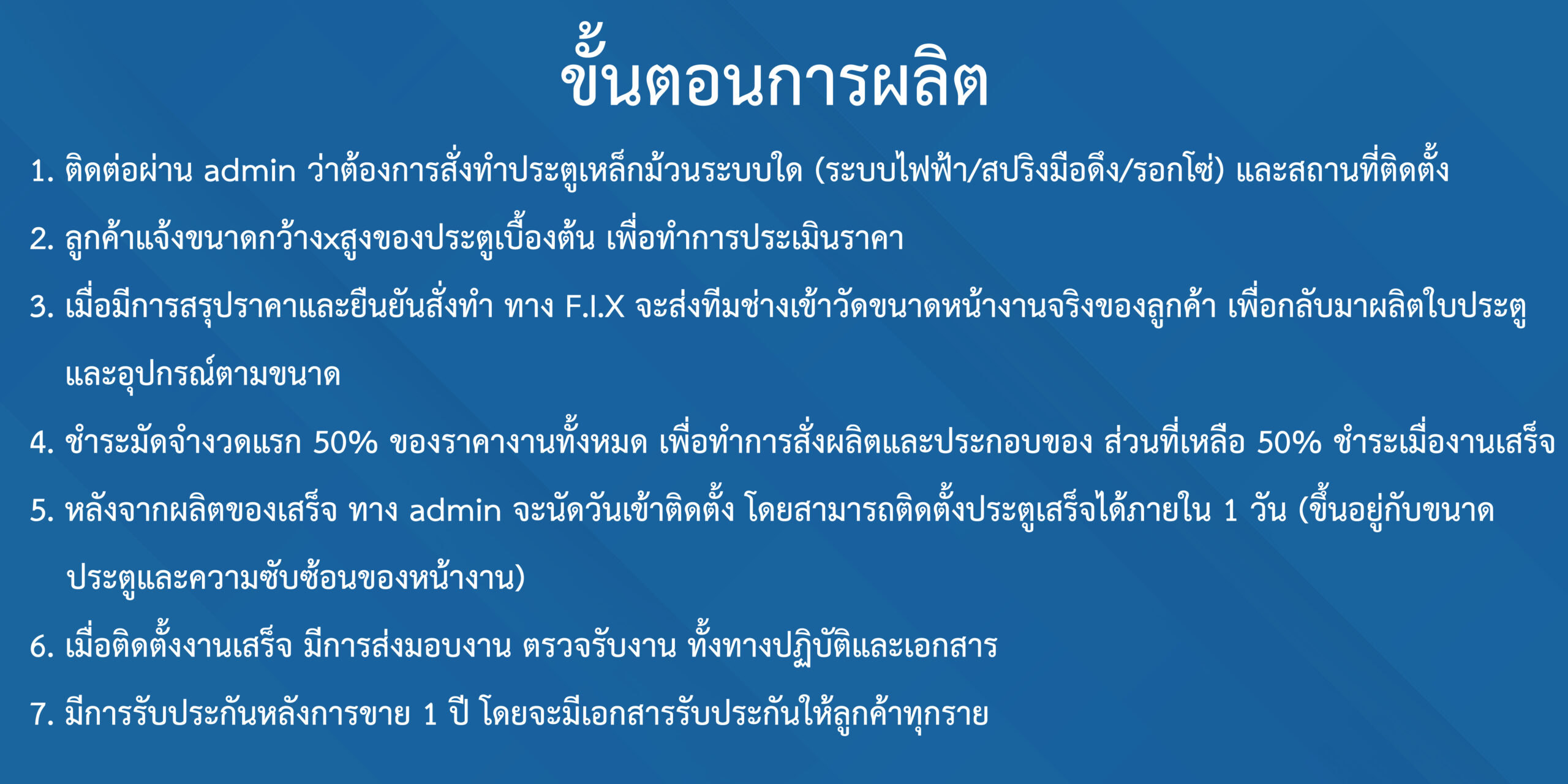 ขั้นตอนการสั่งทำประตูม้วนสแตนเลสไฟฟ้า